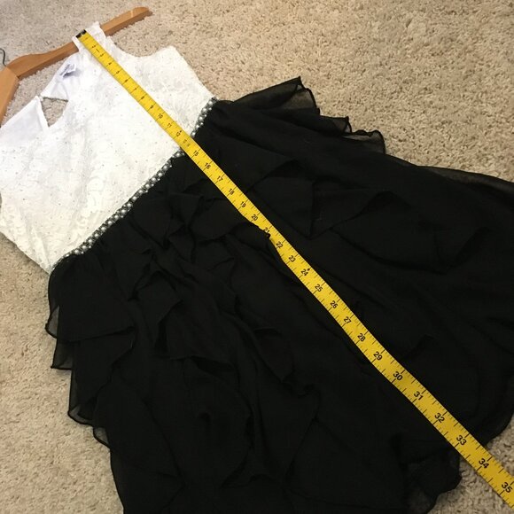 Cyndi Lauper Speechless White Lace and Black Layered Chiffon Dress - Picture 16 of 16